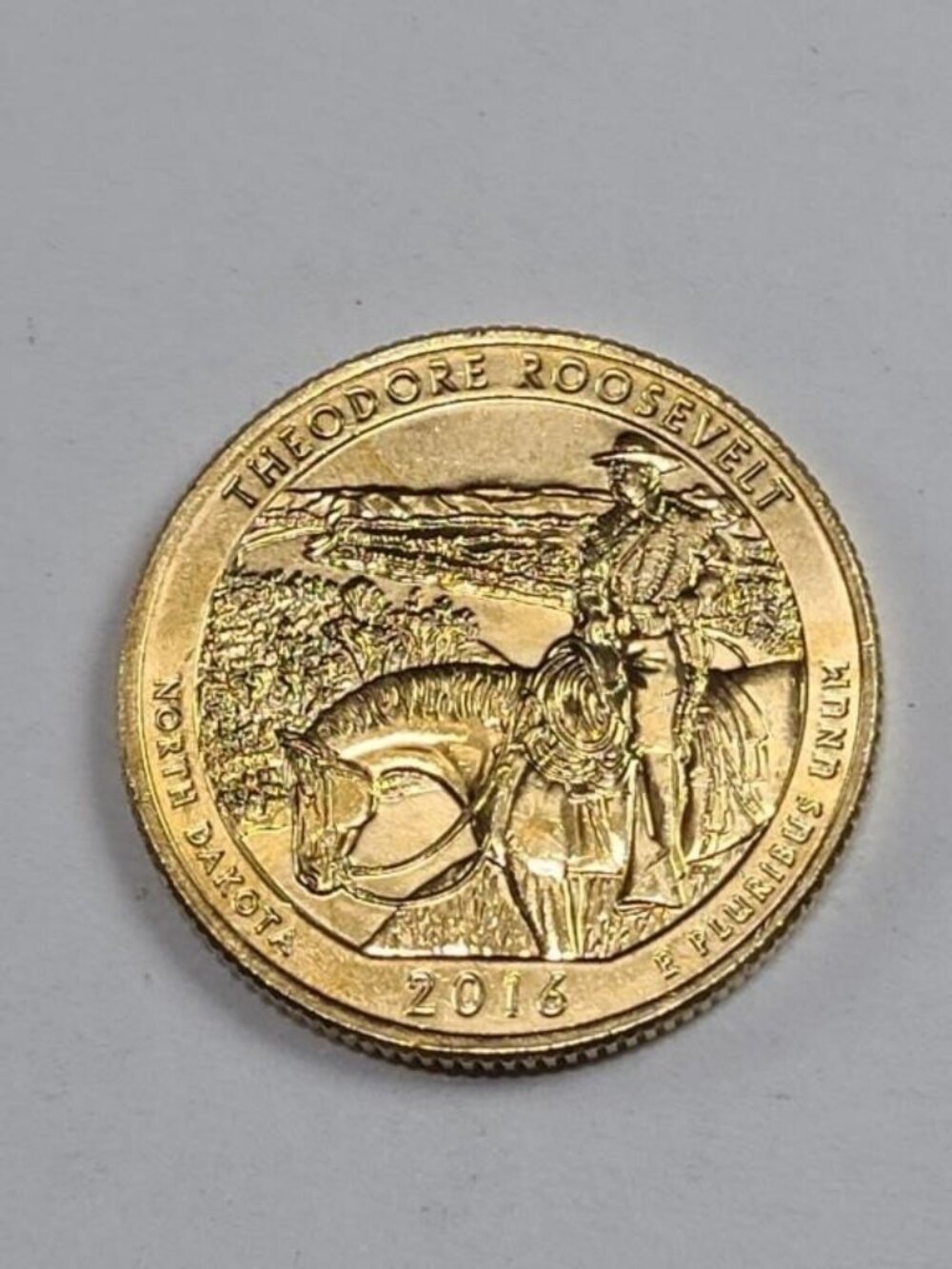 Limited Edition 2016-D Gold Plated Theodore Roosevelt Quarter Uncirculated